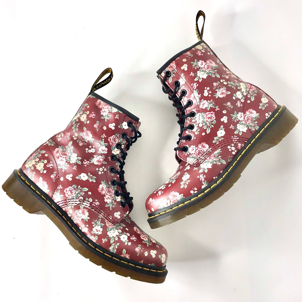 Dr Martens Vintage Burgundy Rose 1460 Pascal Lace Up Boots Women’s 9 Shoes